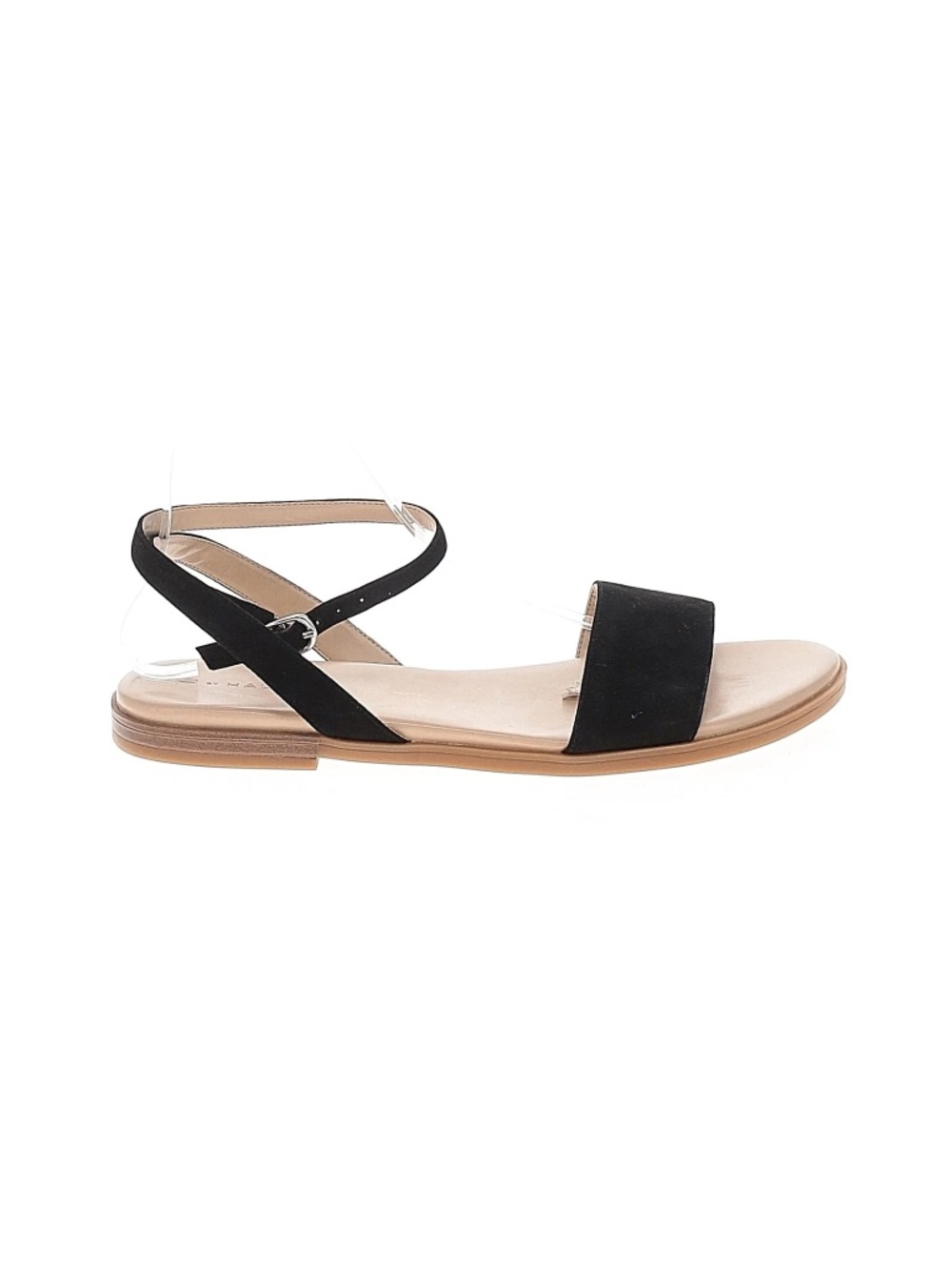 H by Halston Black Leather Chase Ankle Strap Sandal 7.5 M NWOB New Classic